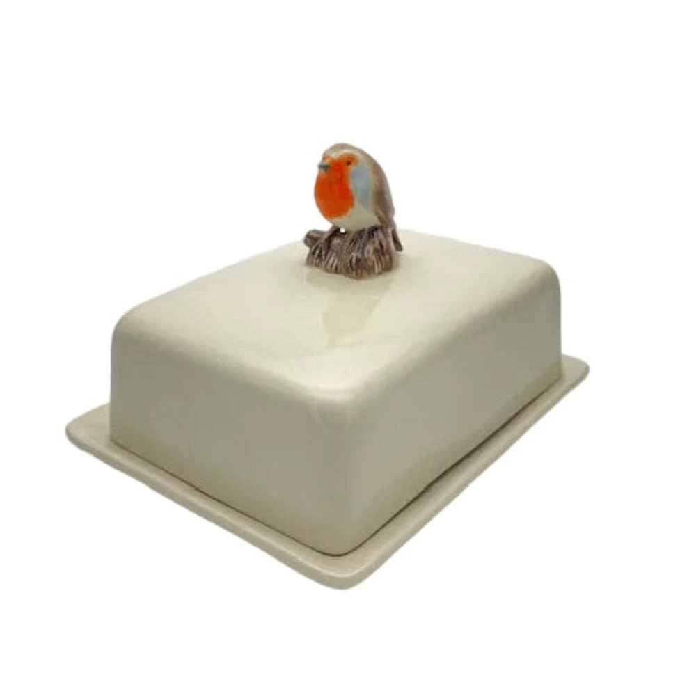 Robin Butter Dish with Lid By Quail Ceramics British Bird Pottery Kitchenware