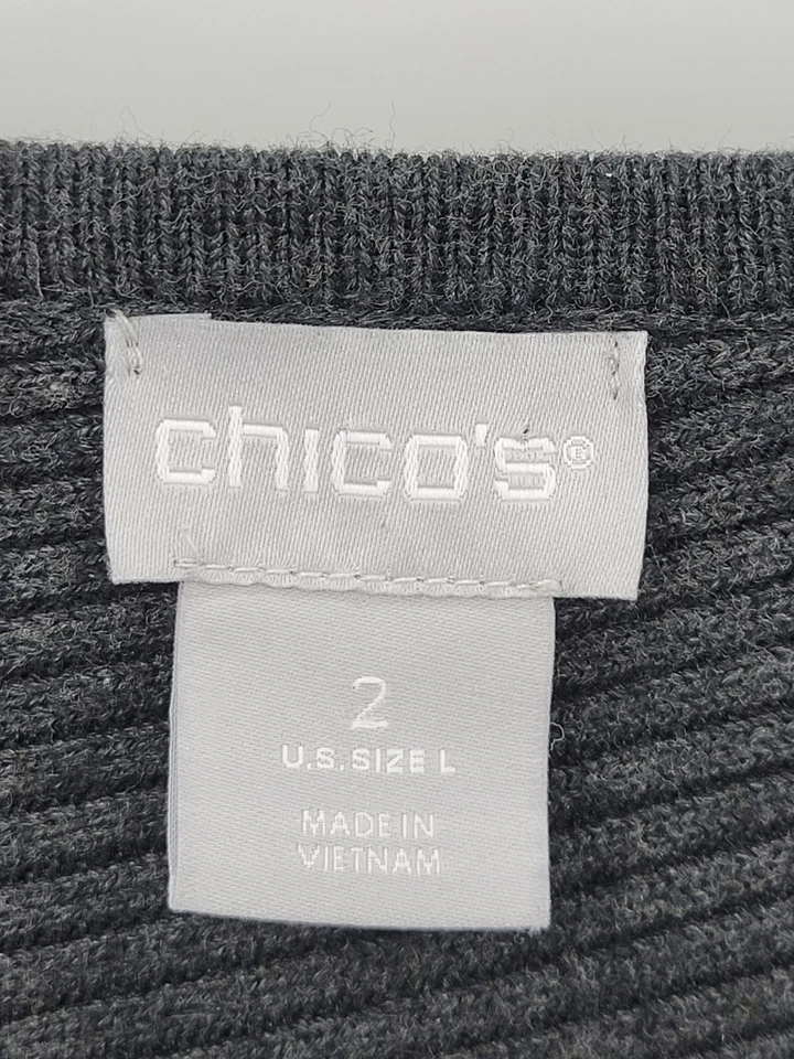 Suéter Chicos Mujer Grande 2 Greg Acanalado Dobladillo Asimétrico Pullover Neutro Foto 3 de 4