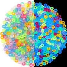 Glow in The Dark Neon Pony Beads, 300 Pieces, 9 Colors, 9mm Luminous Bracelet...