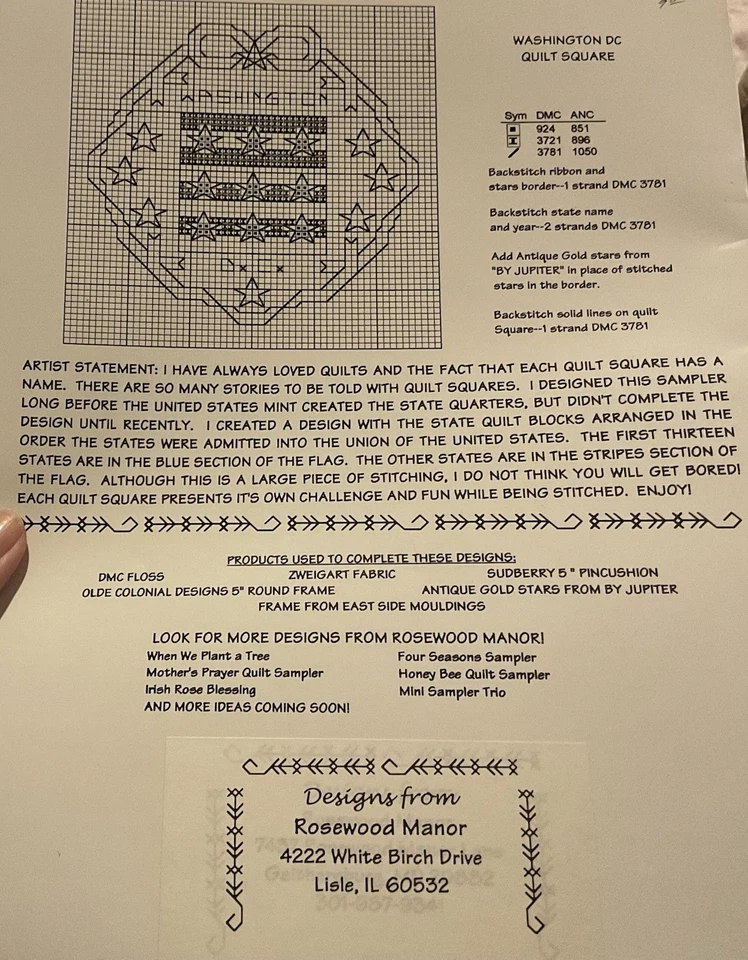 Американский флаг лоскутное одеяло образец палисандр усадьбы крестиком узор новый - Изображение 3 из 3