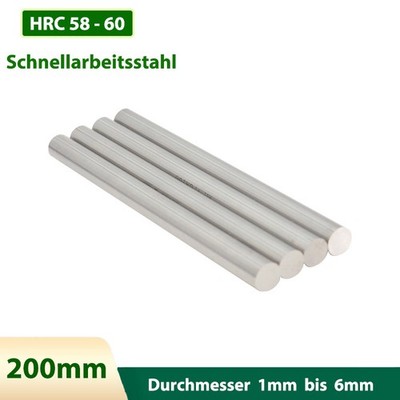 200mm HSS Rundstahl Rundstange Rundmaterial Stab Ø1mm-6mm Blankstahl HRC 58-60
