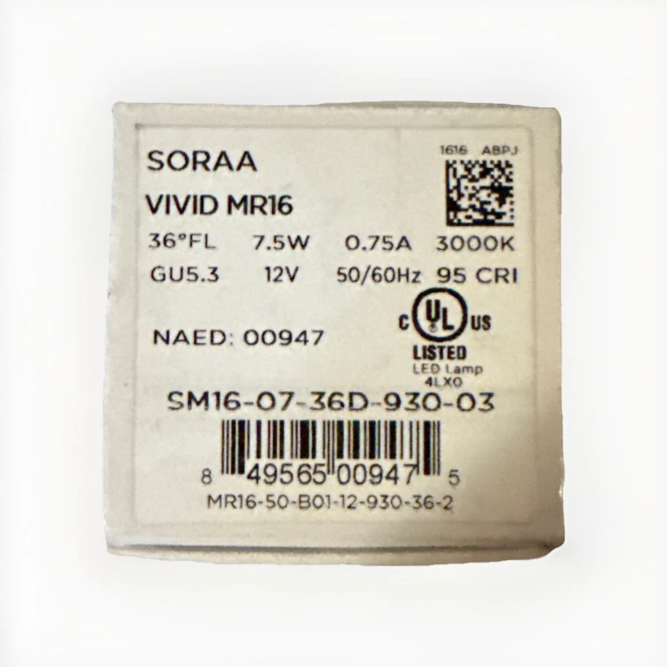 SORAA VIVID MR16 LED SM16-07-36D-930-03 LAMP LIGHT BULB 3000K 00947 - Image 2 of 2