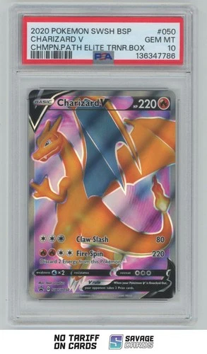 2020 Pokemon SWSH Black Star Promo ETB Full Art Charizard V PSA 10 #SWSH050