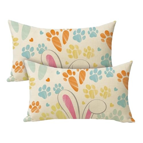 Easter Bunny Lumbar Decorative Rectangle Pillow 20" x 12" (Pack of 2) Paw