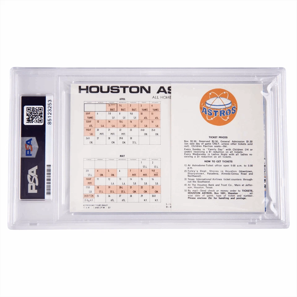 1970 Houston Astros Schedule Nolan Ryan Signed Auto Grade PSA/DNA GEM MT 10 - Image 2 of 3