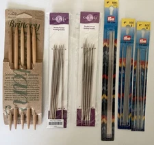 Lot of Assorted Double Point Knitting Needles, Prym, Brittany Wooden, Knit Picks