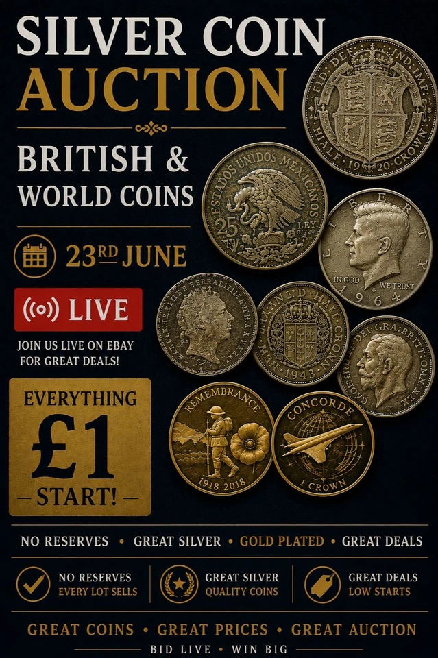 Gold plated and silver, British & world coins - £1 starts