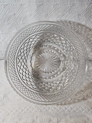 Anchor Hocking Wexford Clear Glass Salad Bowl Vintage, 9.75"