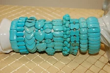 Lot of 10 Boho Turquoise-Look Howlite Stone Stretch Bracelets~ Gift Set~ Jewelry