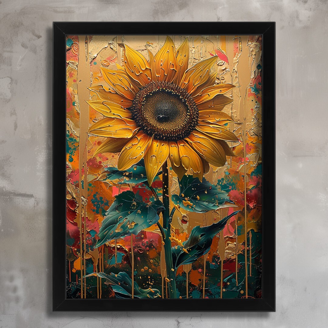 Sunflower Wall Art Van Gogh Style Sunflower Art Print Floral Picture For Lounge 