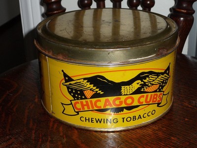chicago cubs chewing tobacco tin CHICAGO CUBS BASEBALL ROCK CITY CHEWING TOBACCO TIN CONTINENTAL CAN QUEBEC  '36