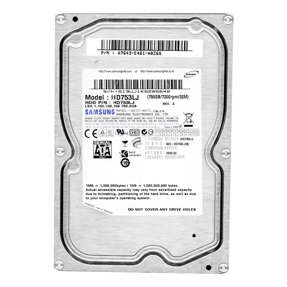 Hard Drive Samsung 750GB SpinPoint F1 HD753LJ 32MB 7200RPM SATA II 3.5'' - Image 3 of 3