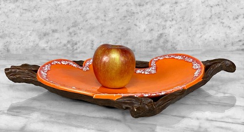 Centro de mesa de madera naranja porcelana atómica Mid-Century - Imagen 2 de 9