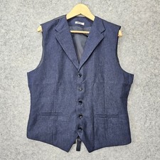 COOFANDY Vest Men Blue Waistcoat Suit Lapel Formal Preppy Dapper Party S/M 21x25