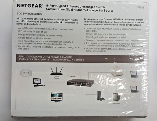 BUNDLE -1 Netgear Prosafe FS108 Desktop Switch & 1 Gigabit Ethernet Switch GS308 - Picture 4 of 10