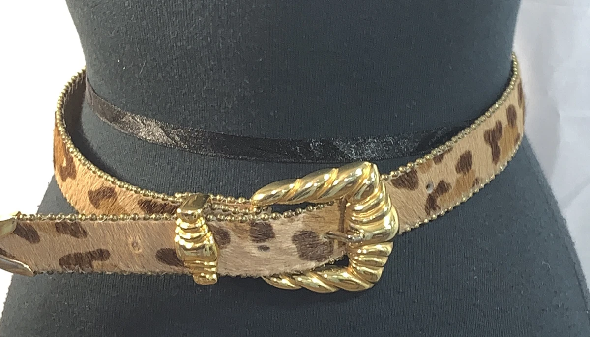 BB Simon Leather Gold Metallic Animal Print Studded Belt 31” W/Large Crystals b.b.simon Leather Animal Print Belts for Women for sale | eBay main image 2
