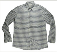 Ermenegildo Zegna Mens Dress Shirt L Plaid Gray Cotton Designer