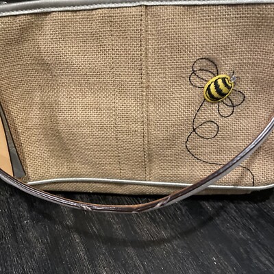 COACH Limited Edition Straw Floral Bumble Bee Pochette Small Purse