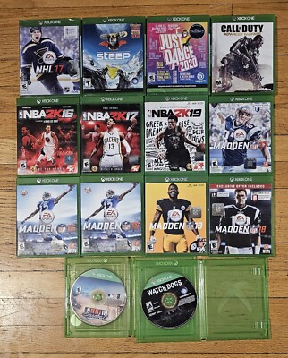 Xbox One Games Bundle Lot of 14 Madden NHL MLB Just Dance Watchdogs NBA Steep