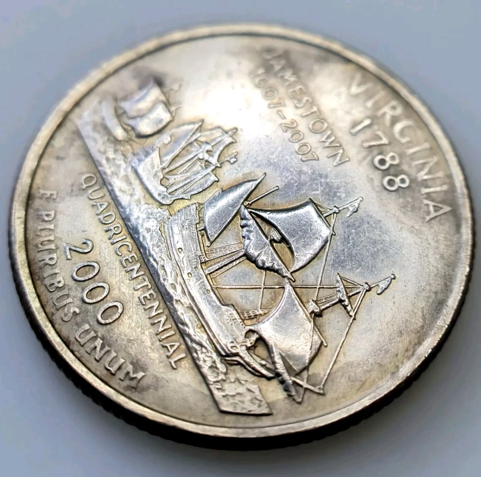 Very Rare 2000-D Virginia State Quarter - Missing Clad Layer Error! - Image 4 of 4