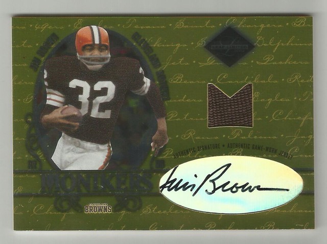 Jim Brown Jamal Lewis 2003 LEAF LIMITED NFL GAME WORN JERSEY AUTOGRAPH CARD AUTO