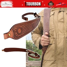TOURBON Retro Leather Rifle Sling Padded Gun Carry Strap Shooting Rest Adjusted
