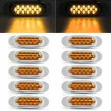10x 16 LED Amber Side Marker Clearance Light For Freightliner Chrome Bezel 6.5''