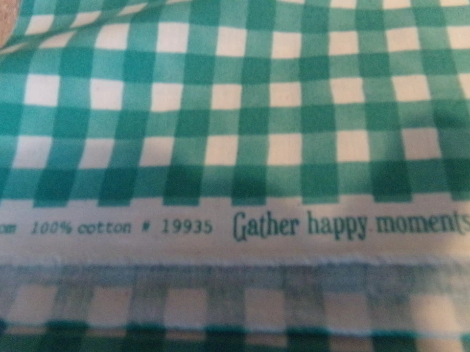 1 YD X44" VINTAGE TEAL GREEN CHECKS /MODA DEB STRAIN NEW COTTON #8756 - Image 4 of 4