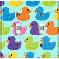 Metal Light Switch Outlet Cover Wall Plate Colorful Rubber Duck Decor AML209