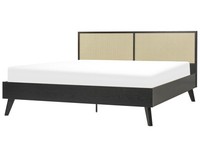 Bett Schwarz Mit Hohem Kopfteil Wiener Geflecht Lattenrost 180X200 Cm Monpazier