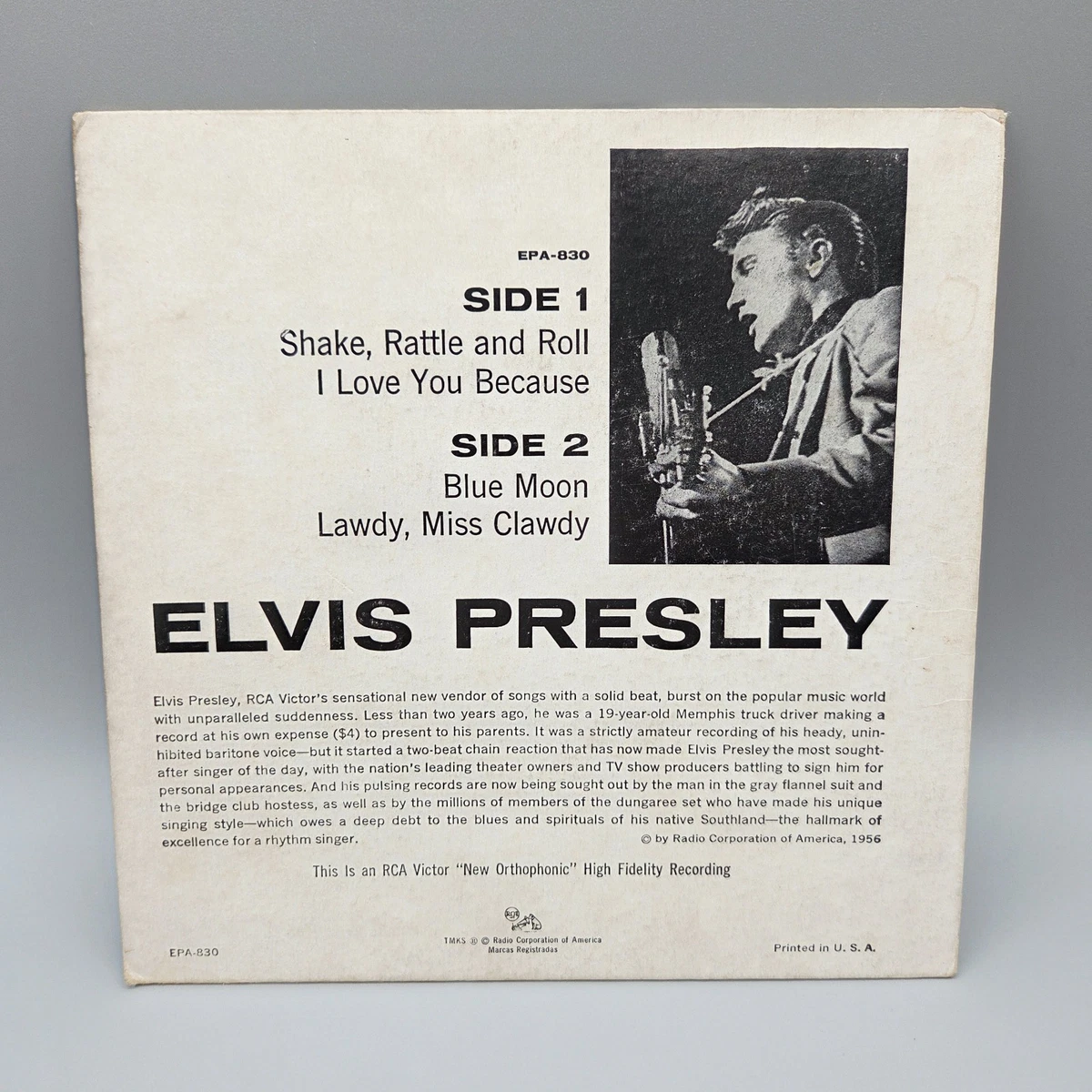 SLEEVE ONLY - Elvis Presley 1956 Self-Titled 7" EP Sleeve RCA Victor EPA-830