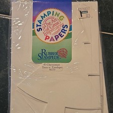 Rubber Stampede 6 Christmas Trees Stamping Papers with Envelopes M370