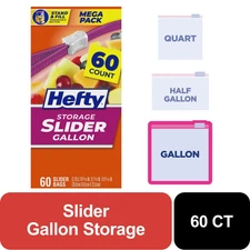 Hefty Slider Kitchen Storage Bags, , 60 Count gallon Size