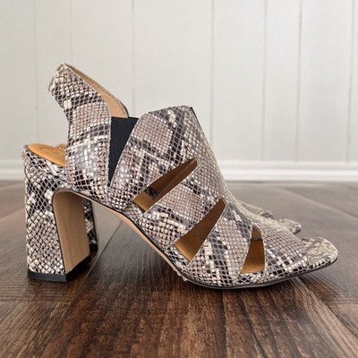 Corso Como Womens Slingback Sandal Leather Snakeskin Block Heel Retro Size 7M