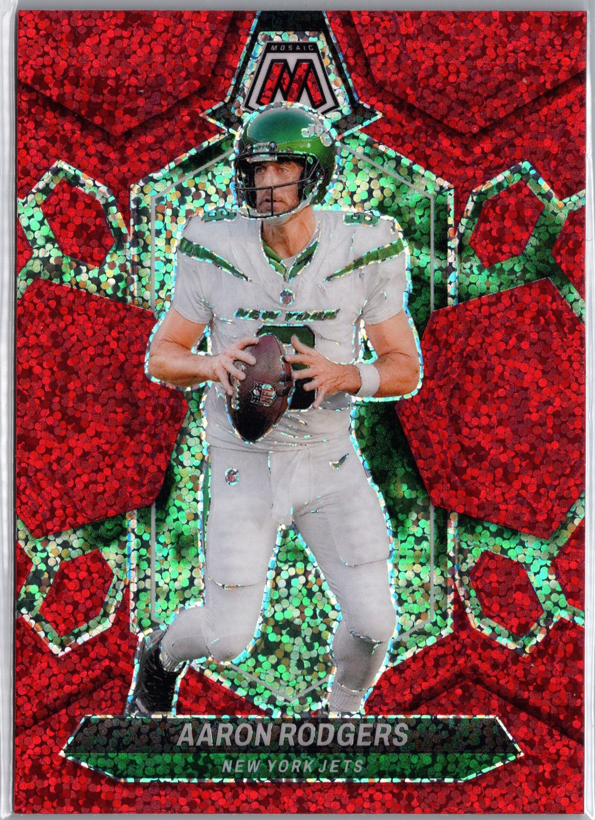 2024 Panini Mosaic #169 Aaron Rodgers Red Sparkle