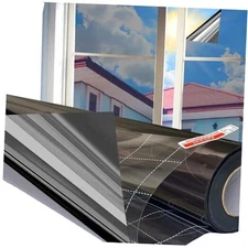  One Way Window Privacy Film with Grids 17.7*78.7inches(45*200cm) Silver-black