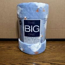 The Big One Oversized Plush Throw Blanket Blue Silly Goose Pattern