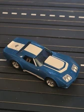 vintage Aurora AFX Corvette "A" Production Blue & White HO Scale Slot Car WORKS!