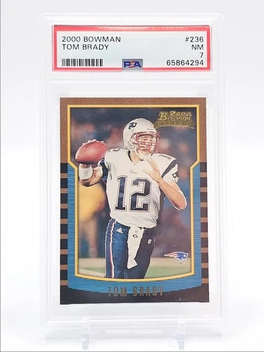 TOM BRADY 2000 BOWMAN FOOTBALL ROOKIE PATRIOTS #236 RC PSA 7 Q6978
