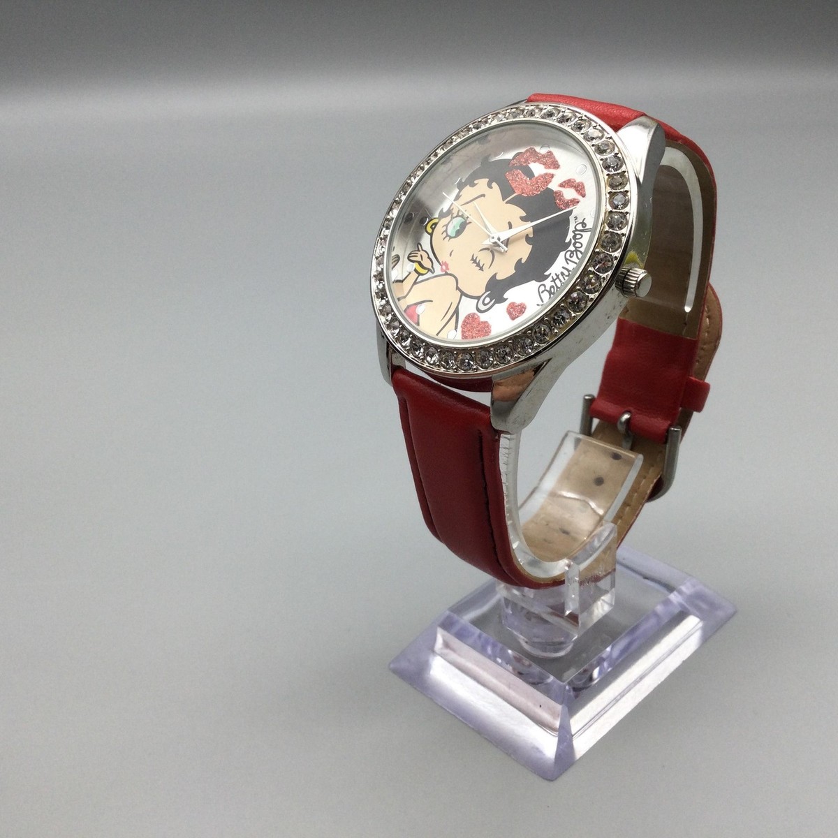 Betty Boop Watch Womens 40mm Rhinestone Glitter Hearts Cartoon New