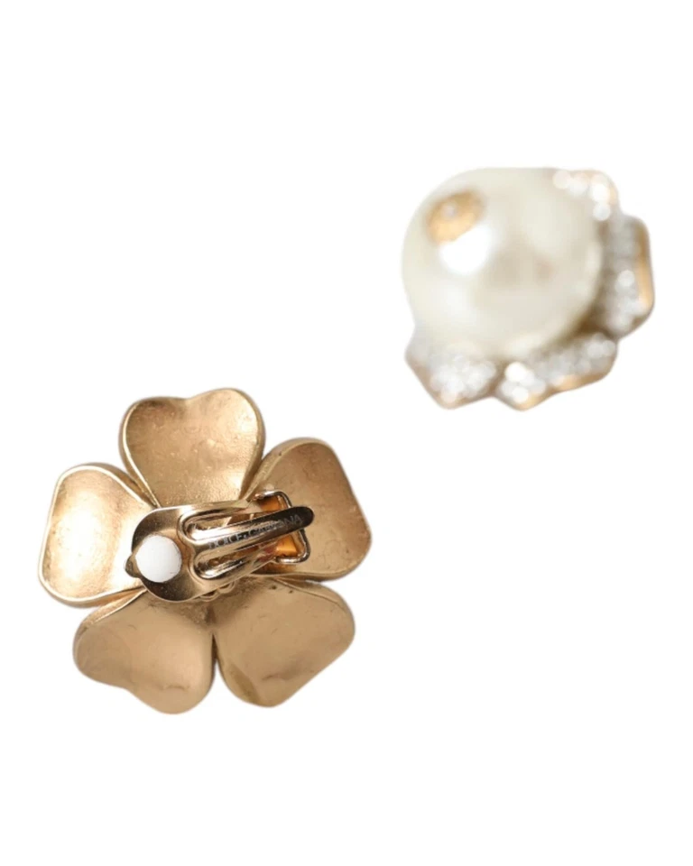 Preloved dolce & gabbana Flower Pearl Earrings Women Gold - Image 3 of 4