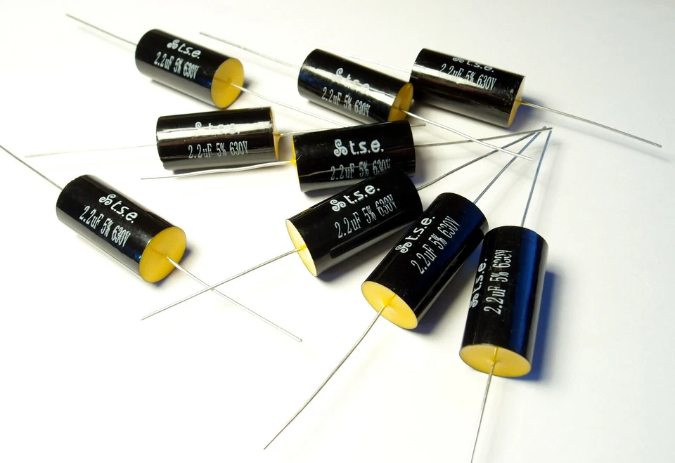TRIPLESPIRAL ELECTRONICS 10x Capacitor 2.2uF 5% 630V Polypropylene Axial Valve Vintage Metal Film UK