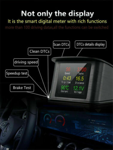 HUD Computer Car Digital OBD2 Display Temperature Gauge ECU Speedometer Coolant - Foto 7 di 12