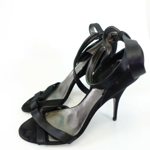 Donna Karan Schuhe Leder Größe 39,5 schwarz Slipper Knöchelriemen 9 Stiletto ITALIEN - Bild 1 von 13