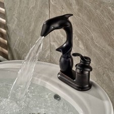 Oil Rubbed Bronze Dolphin Bathroom Basin Sink Faucet 4" Centerset Mixer Tap