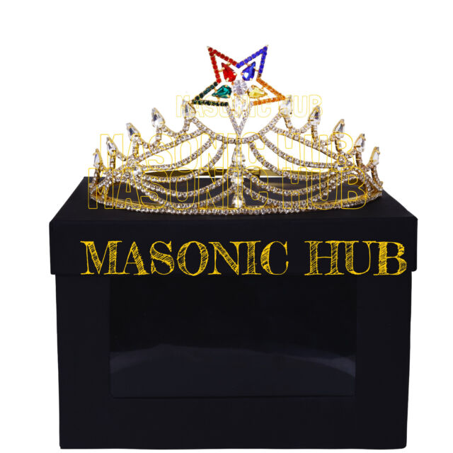 FREE MASONIC O.E.S WORTHY MATRON GOLD TONE WITH HAND POLISHED ADJUSTABLE CROWN