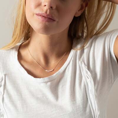 Pearl Bar Necklace !4kt Gold Filled Sterling Silver Gemstone Necklace Women