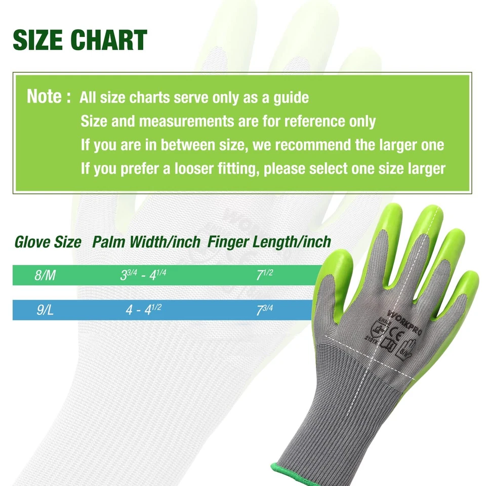 WORKPRO 6 Pairs Work Gloves Garden Gloves Eco Latex Palm Coated Working Gloves L - Image 2 of 4