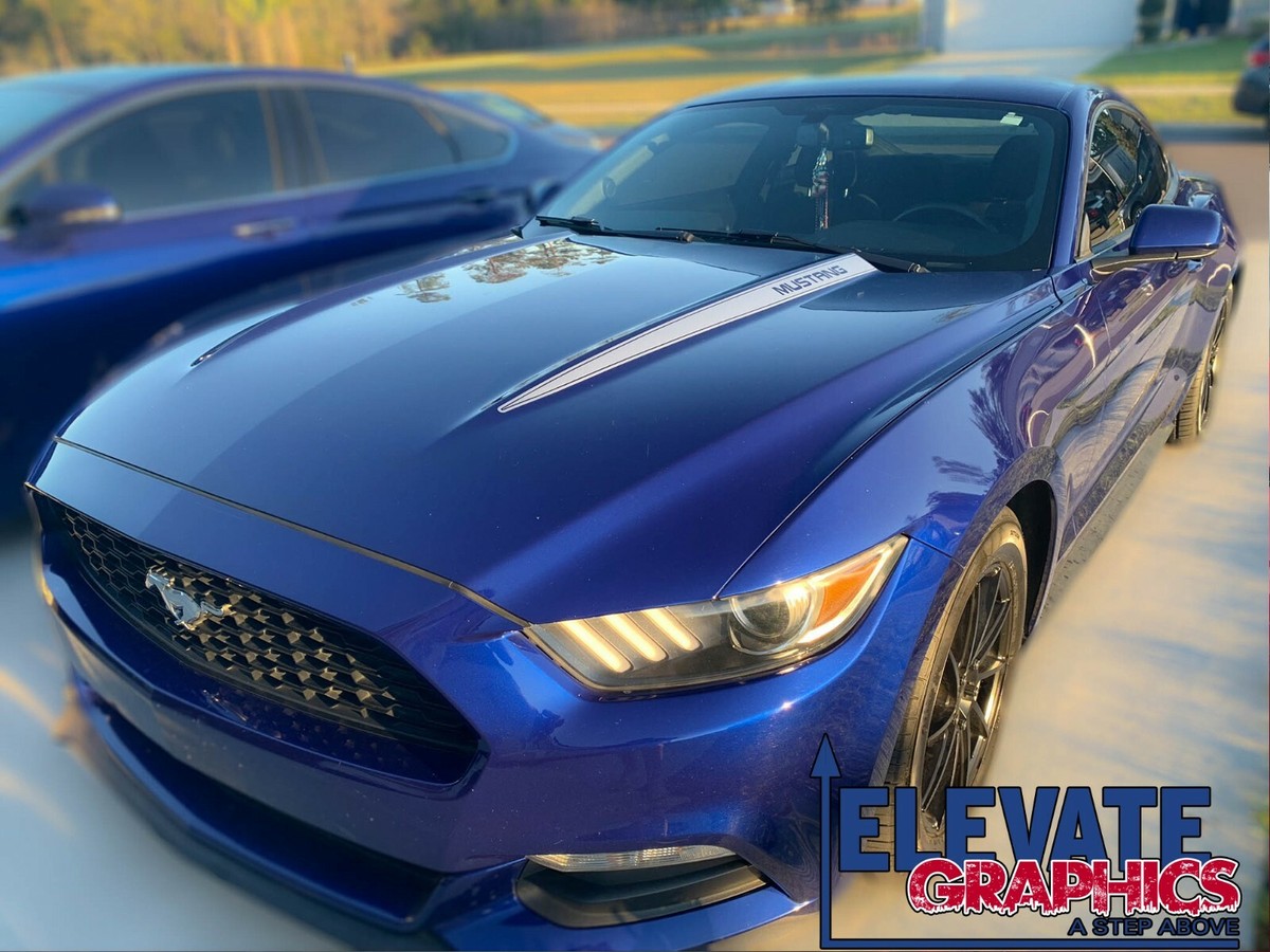 Solutions Vinyl Hood Spear Decal Stripes For Ford Mustang 2015-2017 - Glossy Or Matte Finish