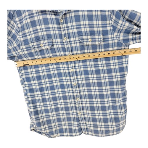 Old Navy Mens Shirt Flannel Heavy Blue Plaid XL Button Up Long Sleeve Work Cozy - Picture 4 of 9